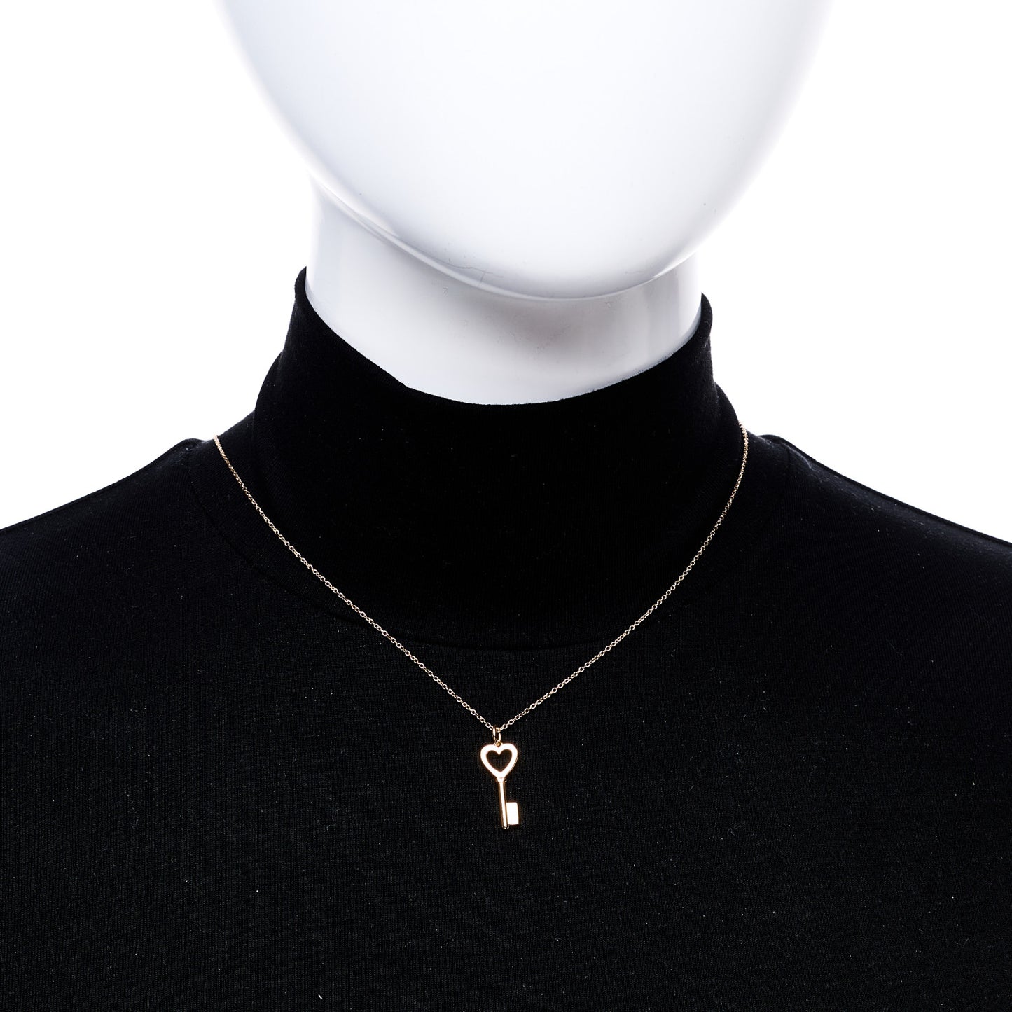18K Rose Gold Mini Heart Key Pendant Necklace