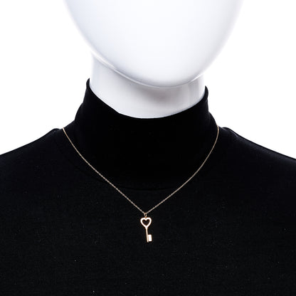 Tiffany 18K Rose Gold Mini Heart Key Pendant Necklace 2 of 6