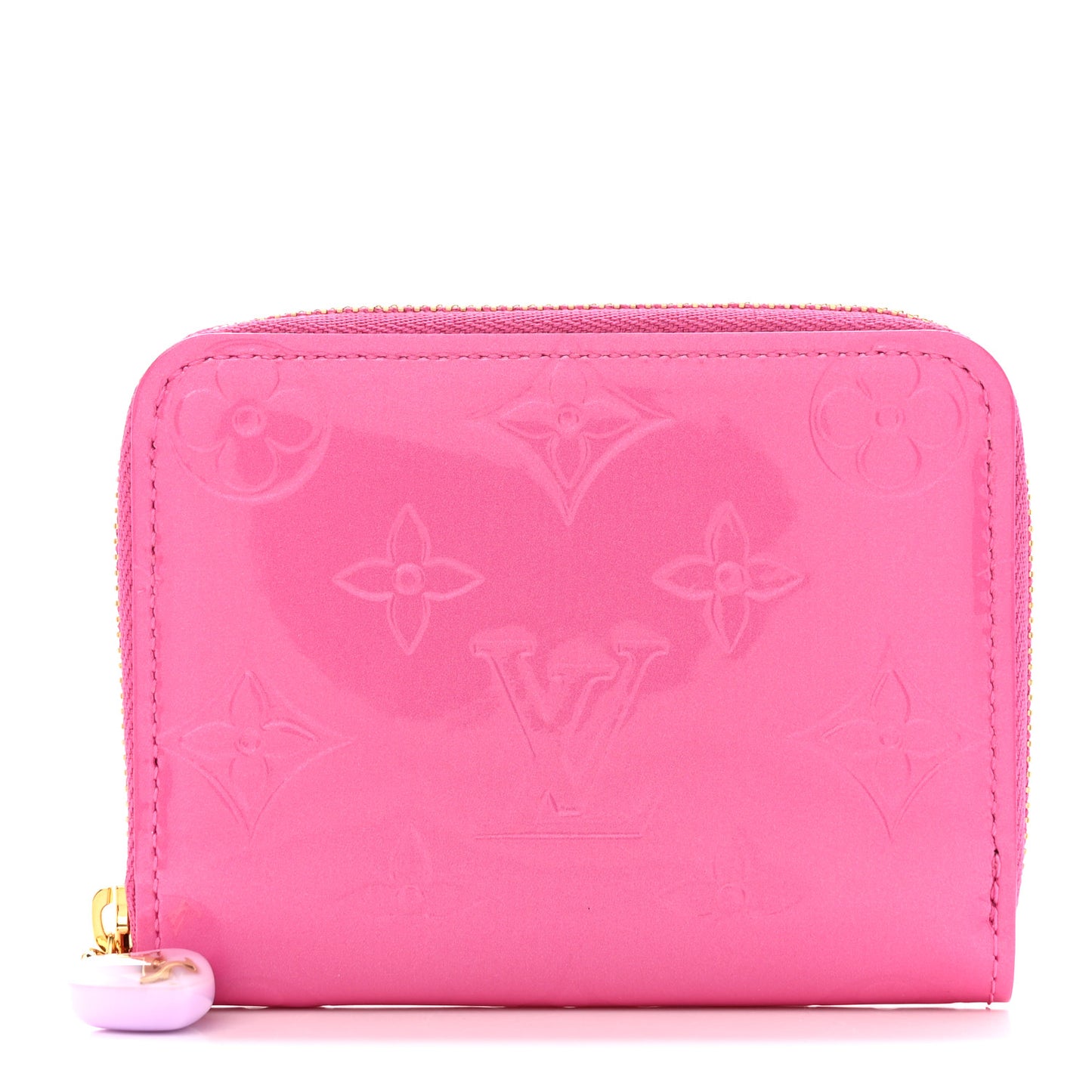 Vernis Enamel Heart Zippy Coin Purse Neon Pink