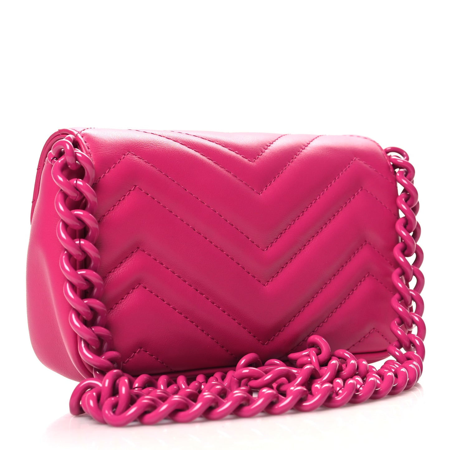 Calfskin Matelasse Monochrome GG Marmont Chain Belt Bag Classic Fuxia