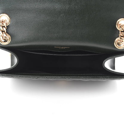 Saint Laurent Grain De Poudre Textured Mixed Matelasse Triquilt Medium Monogram Satchel Dark Tea 5 of 12