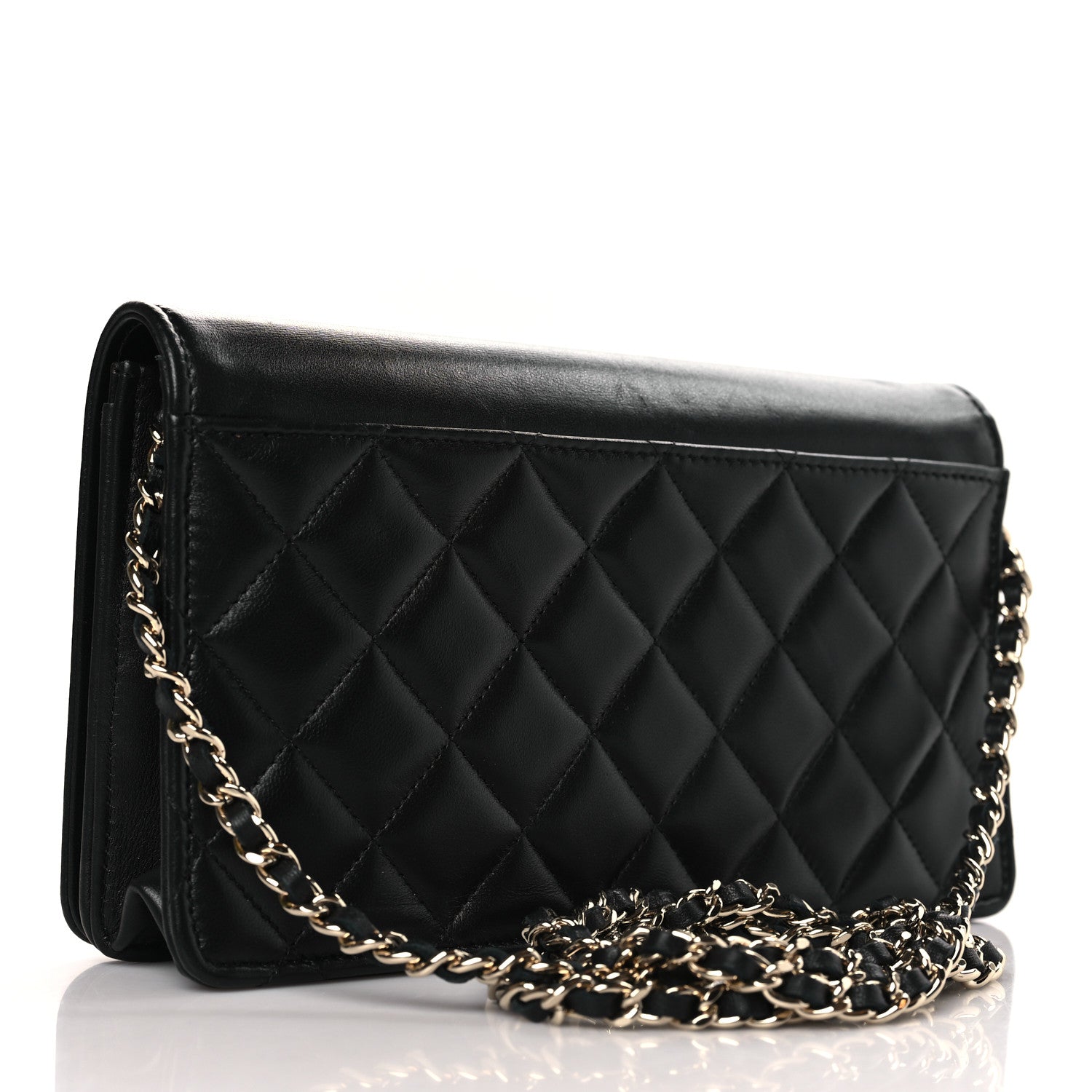 Chanel Lambskin Quilted Timeless CC Wallet On Chain WOC Black 3 of 10