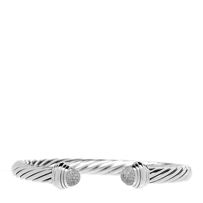David Yurman Sterling Silver Diamond 7mm Cable Classics Bracelet 1 of 4
