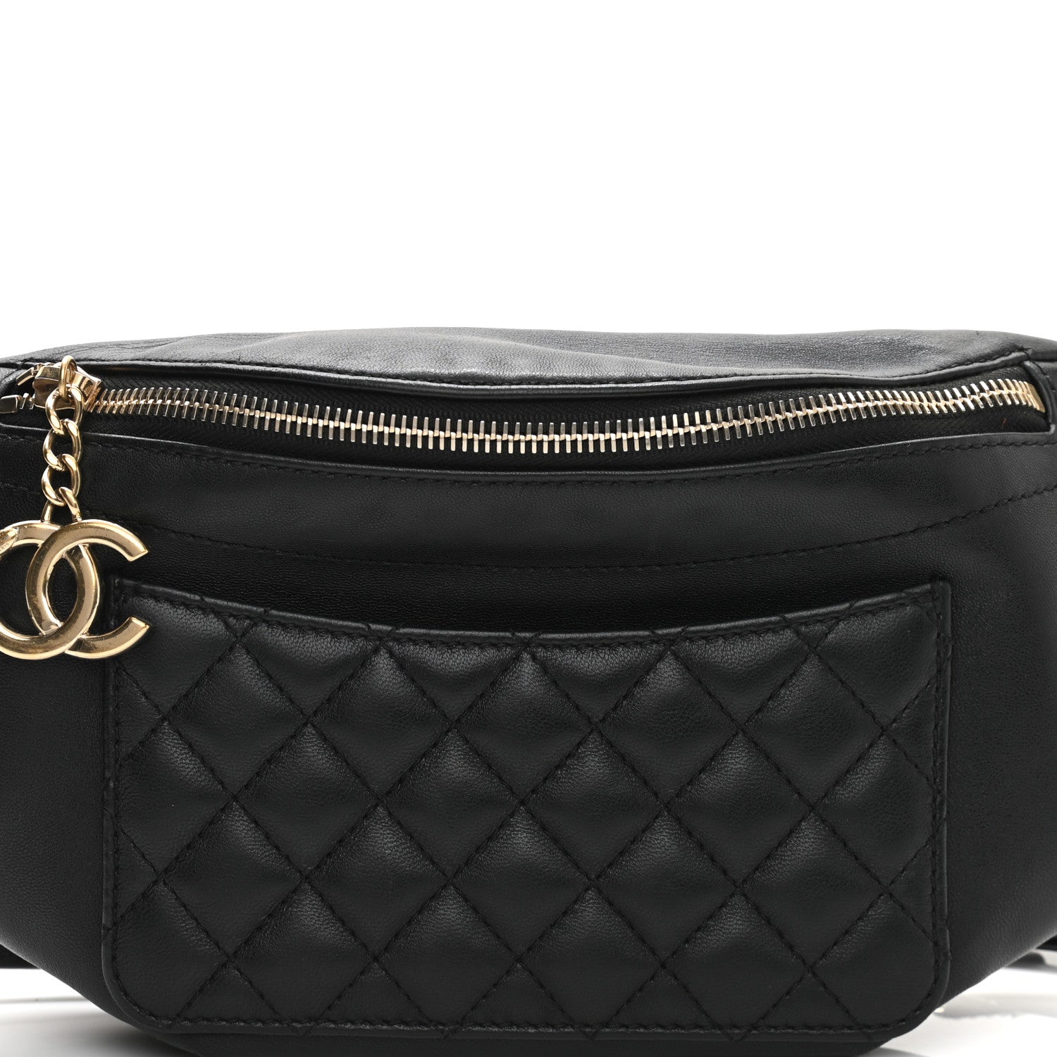 Chanel Lambskin Quilted Waist Bag Fanny Pack Black 9 of 11