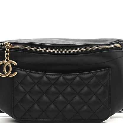 Chanel Lambskin Quilted Waist Bag Fanny Pack Black 9 of 11
