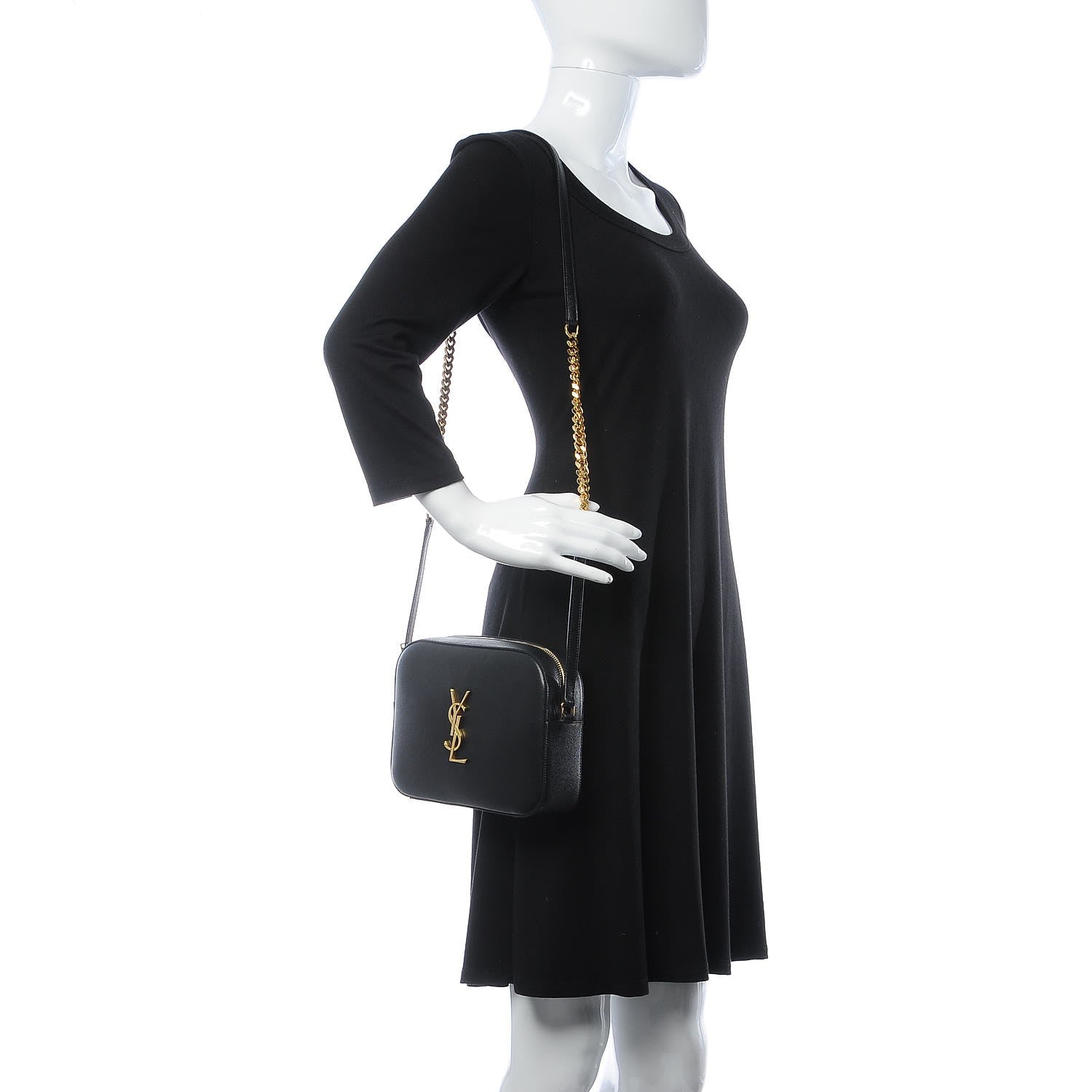 Saint Laurent Grain De Poudre Medium Classic Monogram Camera Bag Black 2 of 7