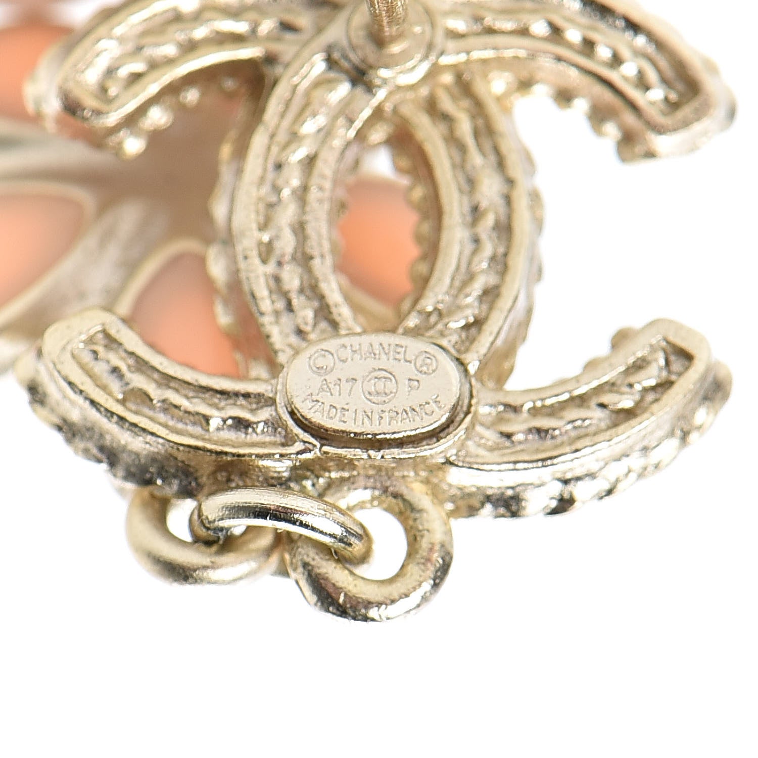 Chanel Crystal CC Flower Drop Earrings Pink Gold 4 of 4