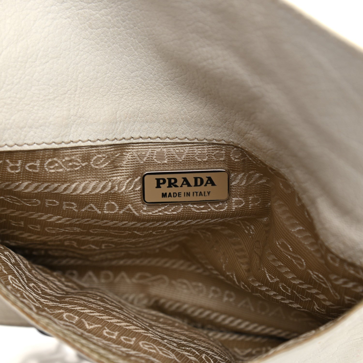 Prada Buffalo Metal Foldover Pushlock Chain Shoulder Bag White 6 of 11