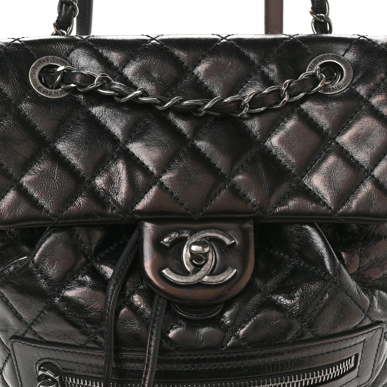 Chanel Glazed Calfskin Quilted Small Salzburg Mountain Backpack Black 8 of 10