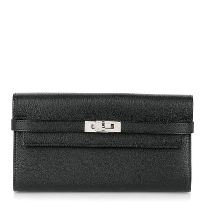 Hermes Chevre Mysore Kelly Longue Wallet Black 1 of 8