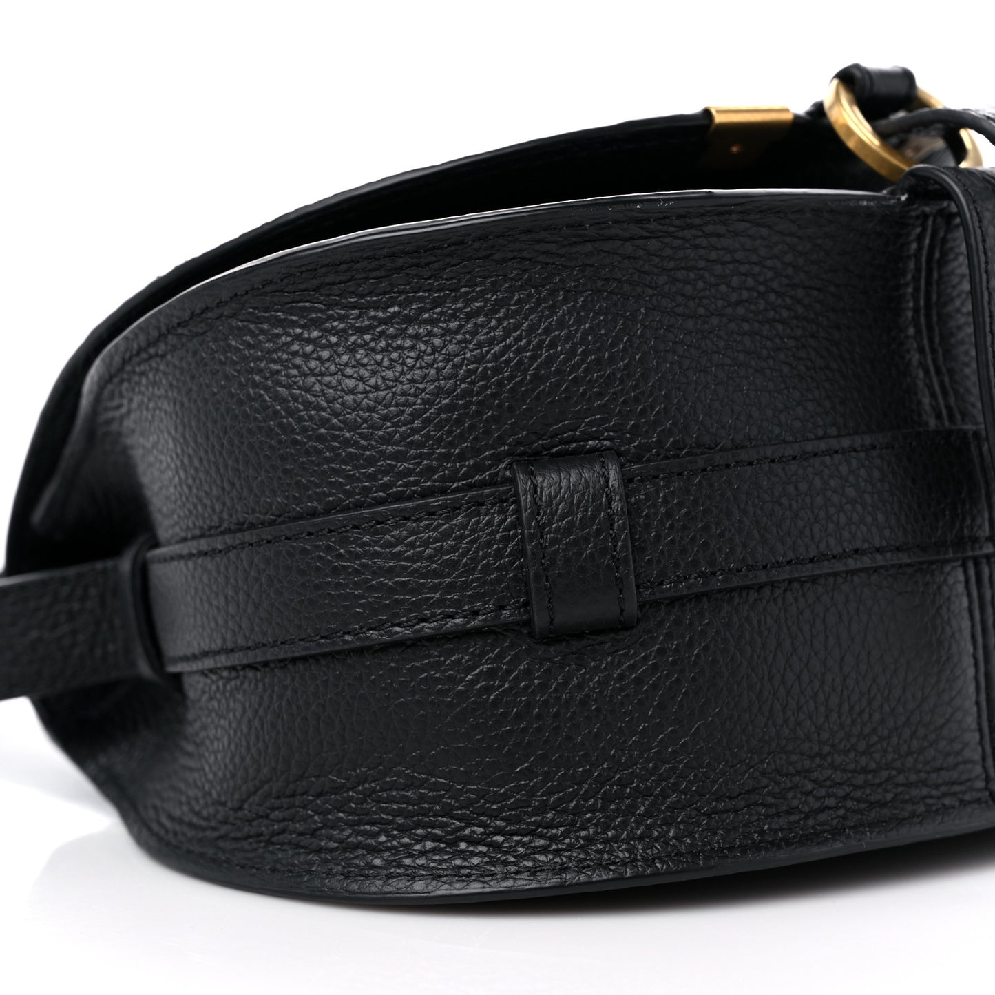 Grained Calfskin Small Marcie Saddle Bag Black