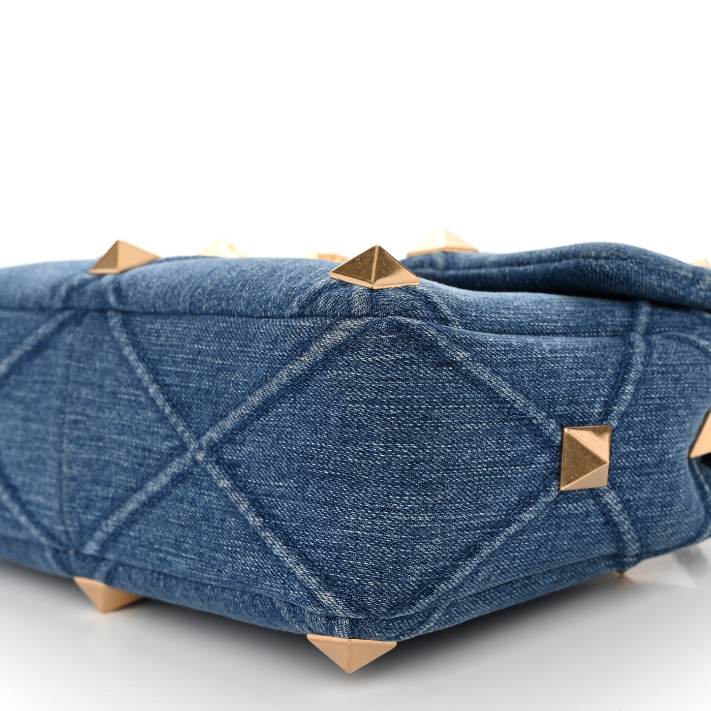Denim Medium Roman Stud Shoulder Bag Light Denim Selleria