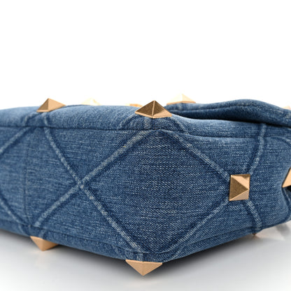 Valentino Garavani Denim Medium Roman Stud Shoulder Bag Light Denim Selleria 9 of 9