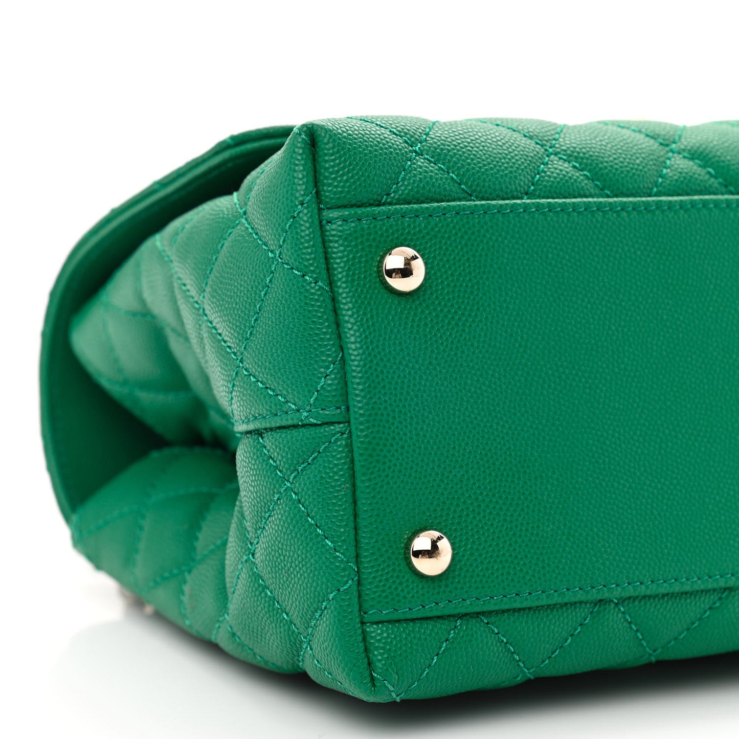 Caviar Quilted Small Coco Handle Flap Green