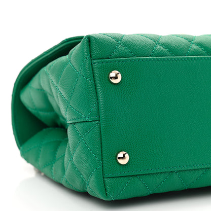 Chanel Caviar Quilted Small Coco Handle Flap Green 9 of 10