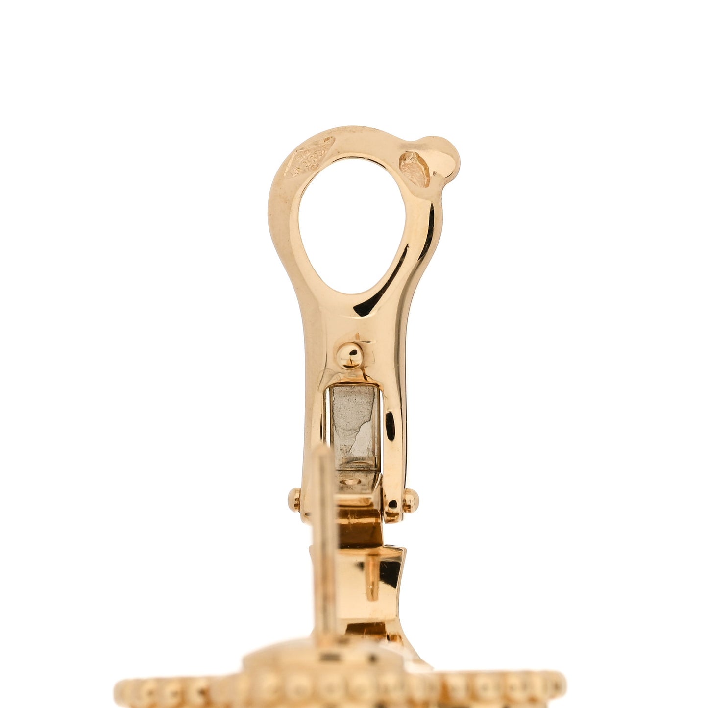 18K Yellow Gold Tiger's Eye Vintage Alhambra Earrings