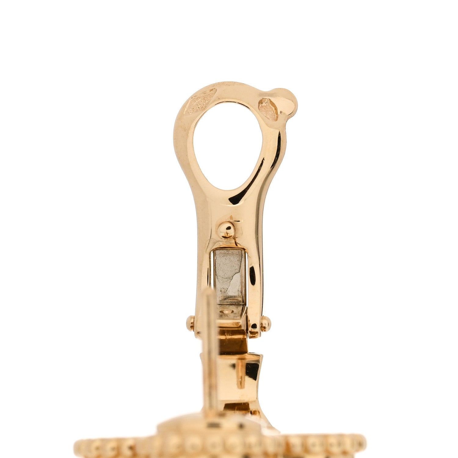 Van Cleef & Arpels 18K Yellow Gold Tiger's Eye Vintage Alhambra Earrings 5 of 6