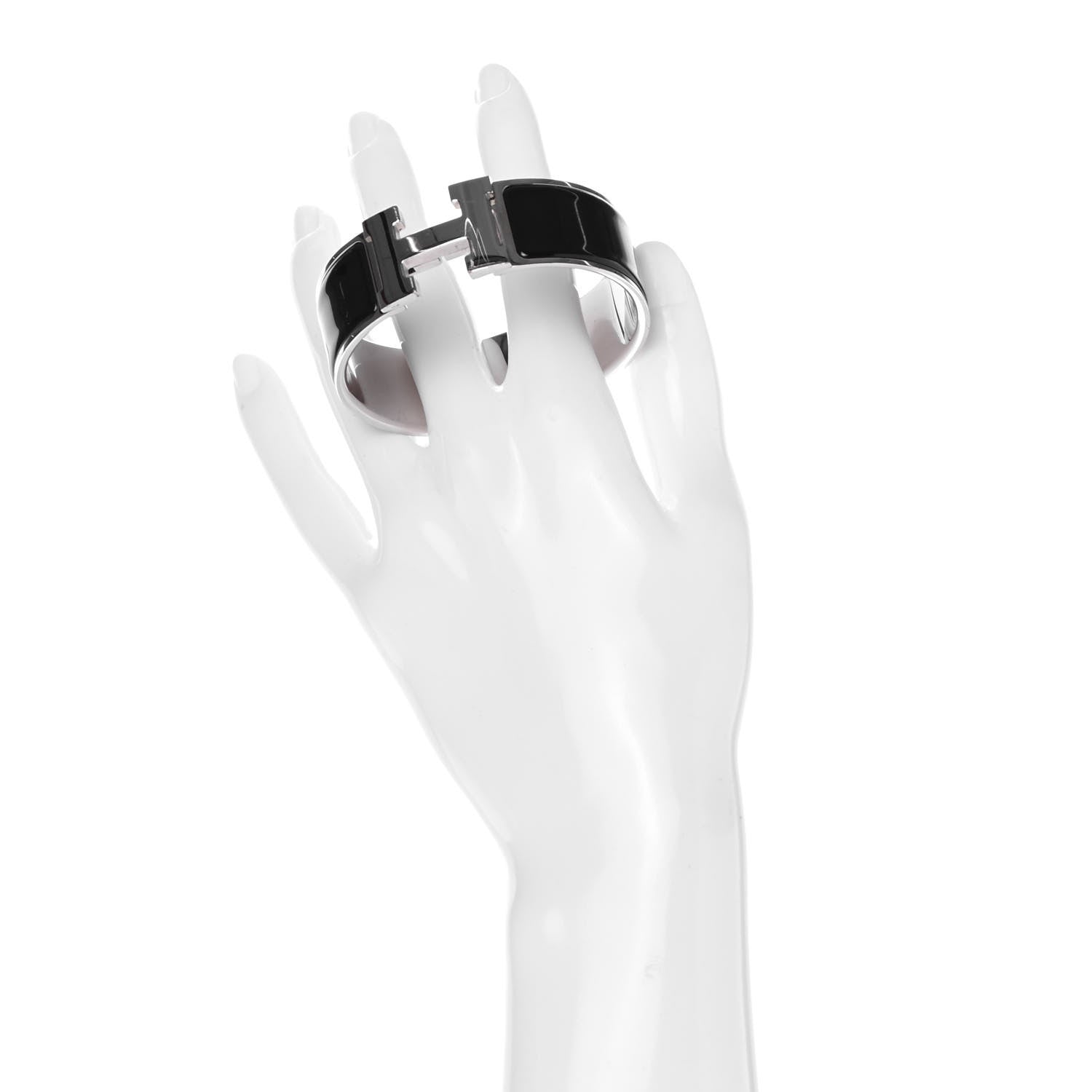 Hermes Enamel Wide Clic Clac H Bracelet GM Black 2 of 4