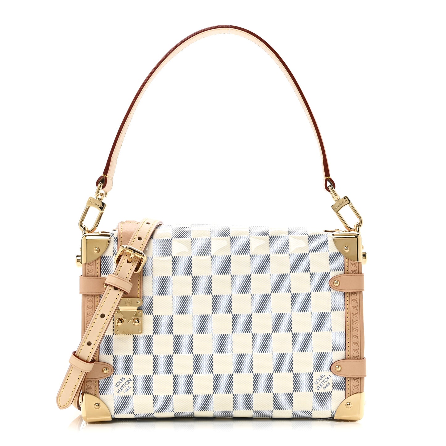 Damier Vernis Calfskin Side Trunk MM Celeste Blue