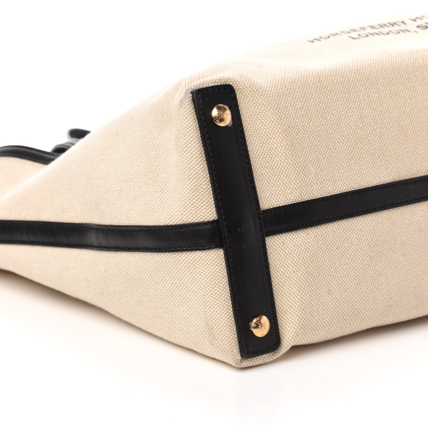 Cotton Soft Canvas Calfskin Medium Belt Tote Natural Black