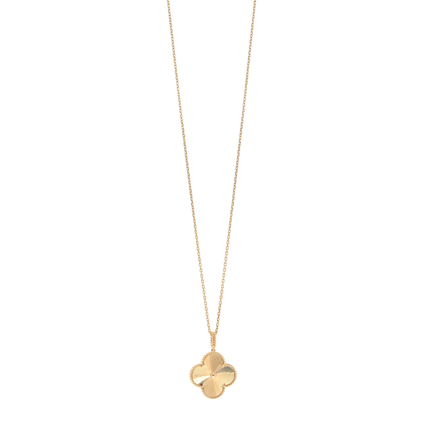 18K Yellow Gold Guilloche Magic Alhambra Long Necklace