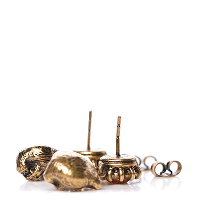 Gucci Metal Crystal Feline Earrings Aged Gold 3 of 4