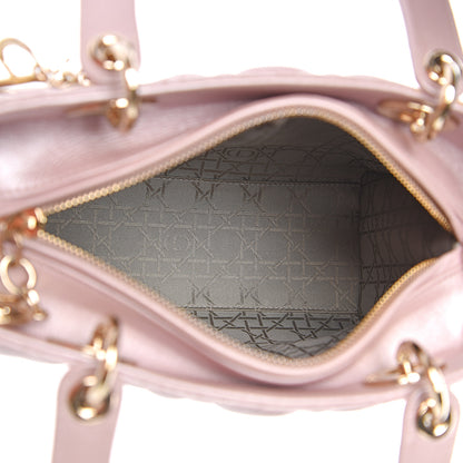 Christian Dior Pearly Lambskin Cannage Medium Lady Dior Lotus 4 of 12