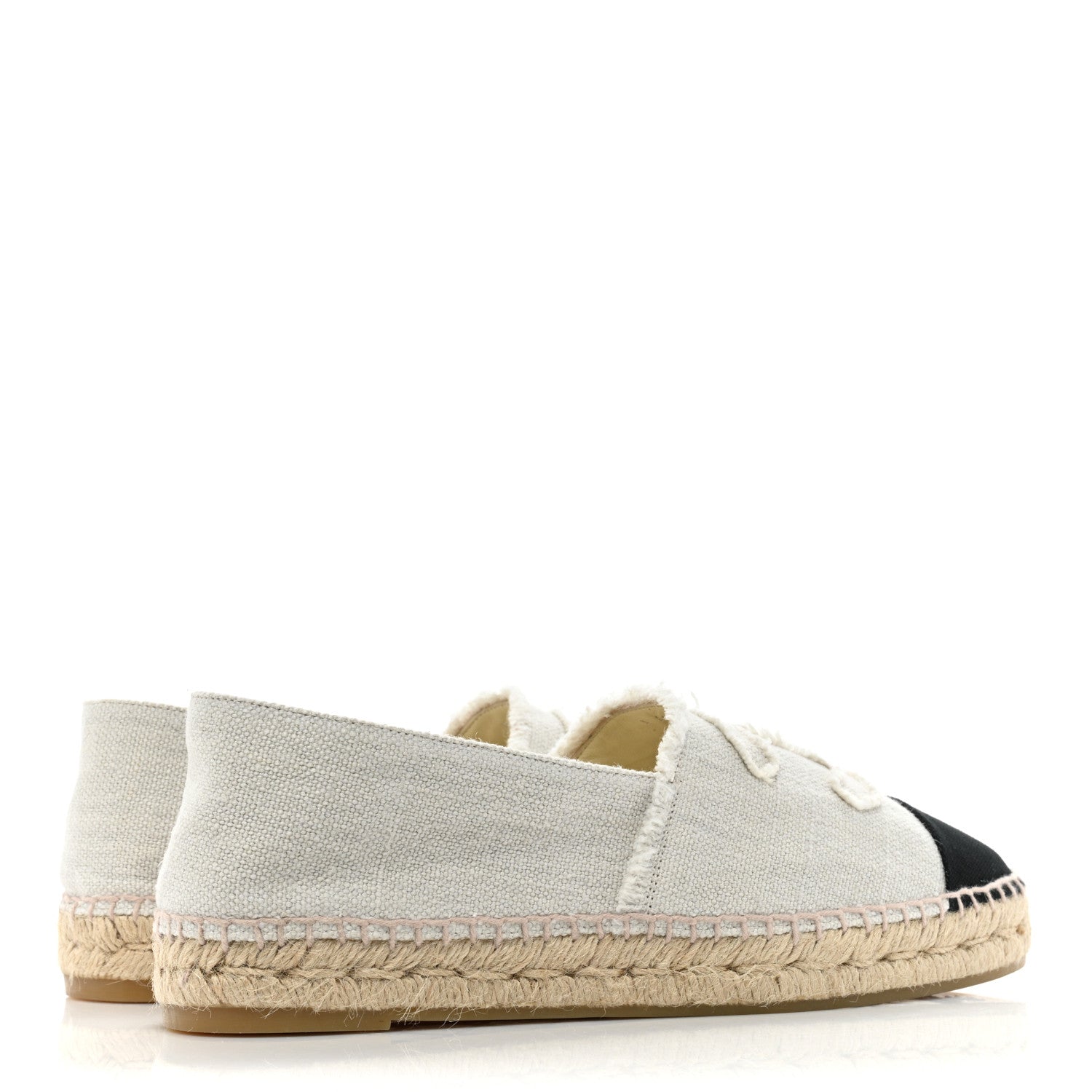 Chanel Linen CC Espadrilles 42 Beige Black 4 of 9