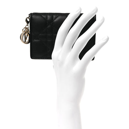 Christian Dior Lambskin Cannage Small Lady Dior Flap Card Holder Black 2 of 8