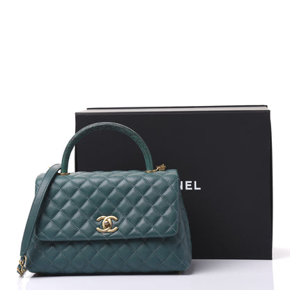 Chanel Caviar Lizard Quilted Small Coco Handle Flap Dark Turquoise 10 of 10