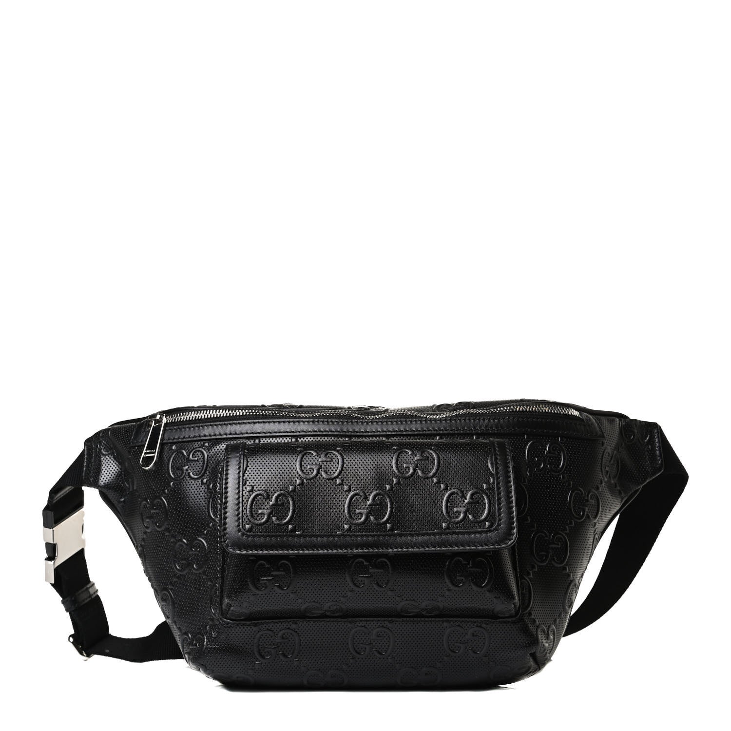 Gucci Calfskin GG Tennis Embossed Pocket Belt Bag Black 1 of 14