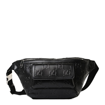 Gucci Calfskin GG Tennis Embossed Pocket Belt Bag Black 1 of 14