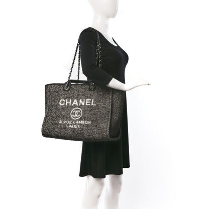 Chanel Mixed Fibers Calfskin Medium Deauville Tote Black 2 of 9