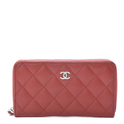 Chanel Caviar Quilted Medium Zip Around Wallet Red 1 of 12
