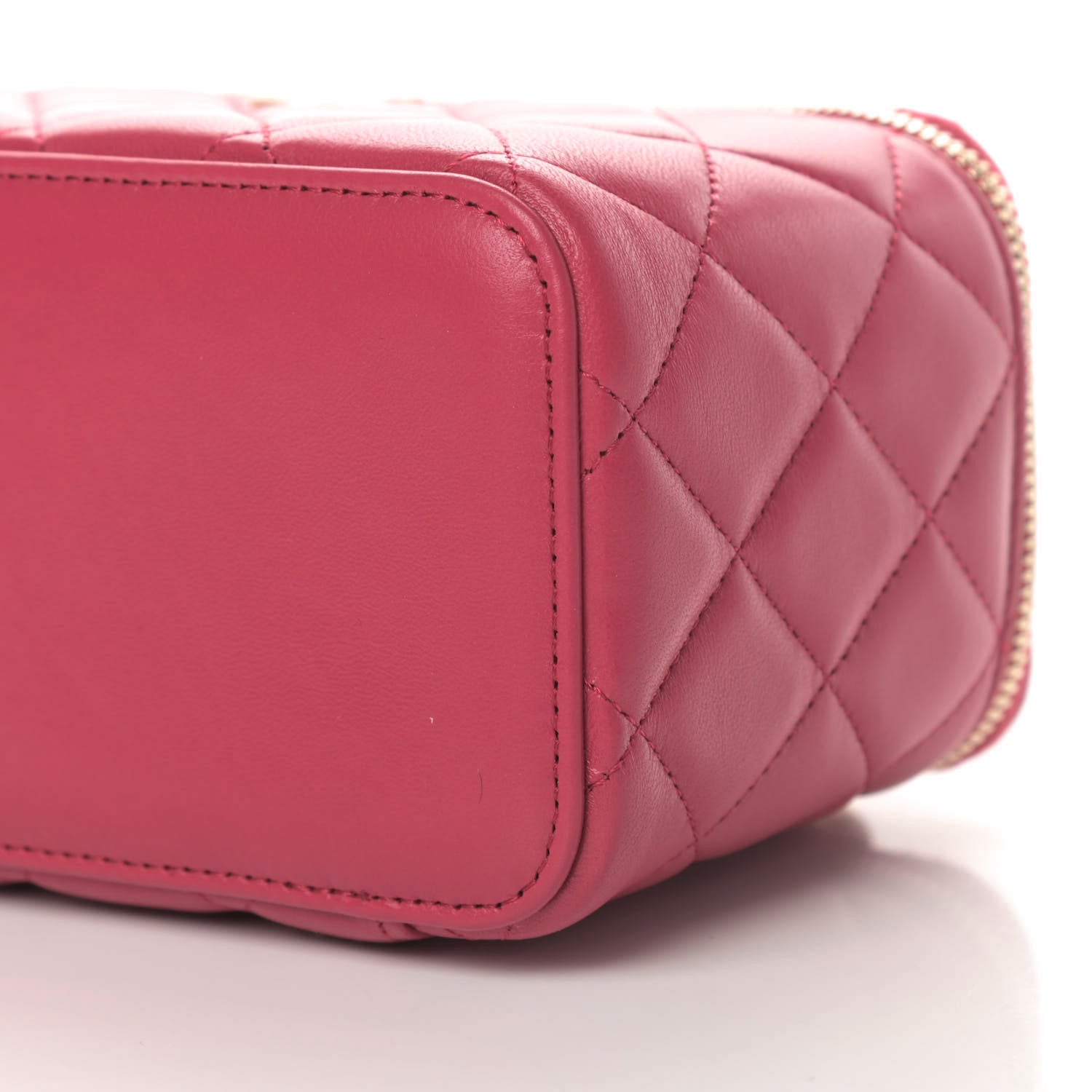 Chanel Lambskin Quilted Small Top Handle Vanity Case With Chain Dark Pink 10 of 11
