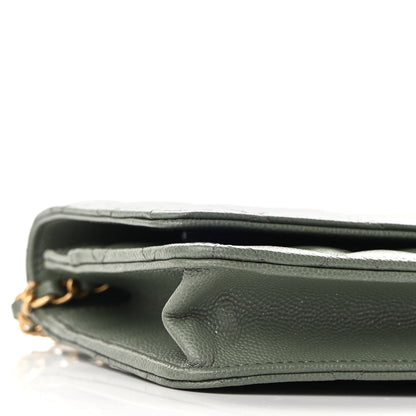 Chanel Iridescent Caviar Quilted Wallet On Chain WOC Green 11 of 11