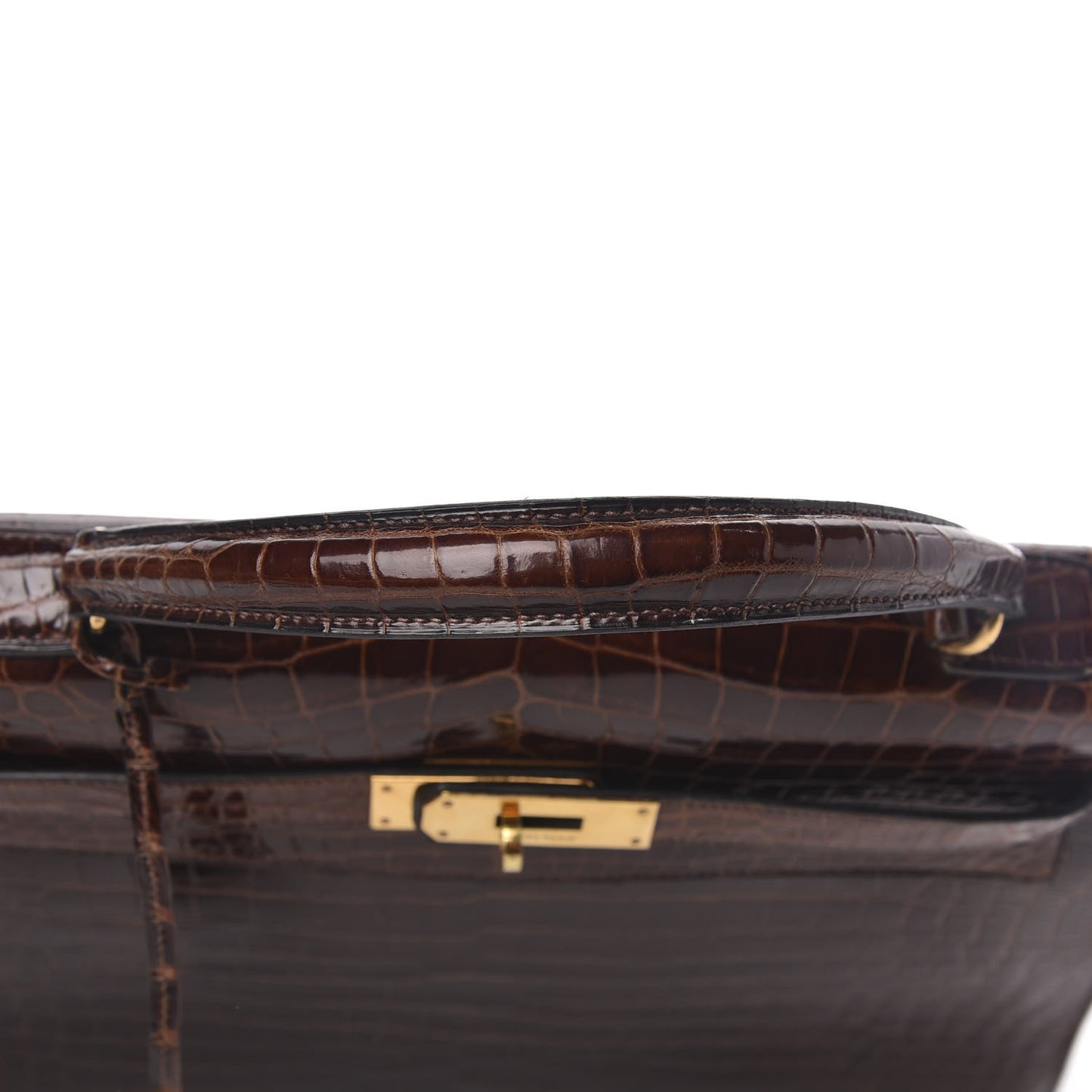 Shiny Niloticus Crocodile Kelly Sellier 32 Havane