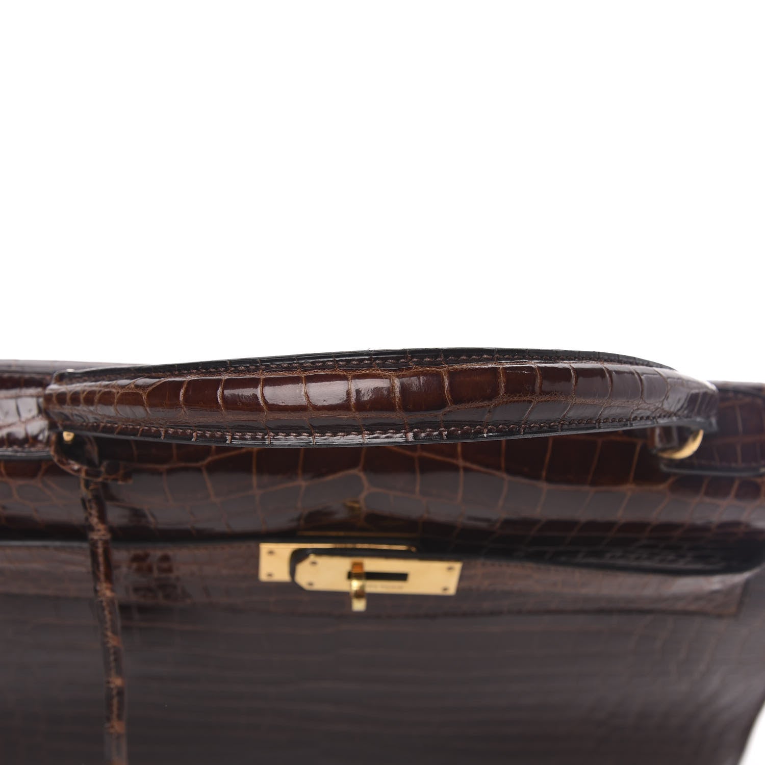 Hermes Shiny Niloticus Crocodile Kelly Sellier 32 Havane 26 of 30