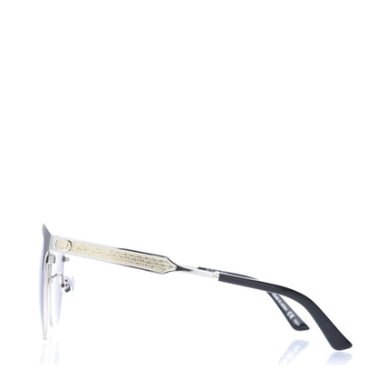 Gucci Round Metal GG0074SK Sunglasses Black Silver 3 of 8