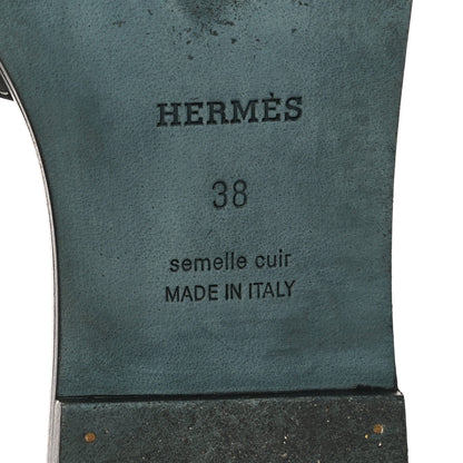 Hermes Box Calfskin Oran Sandals 38 Black 12 of 19