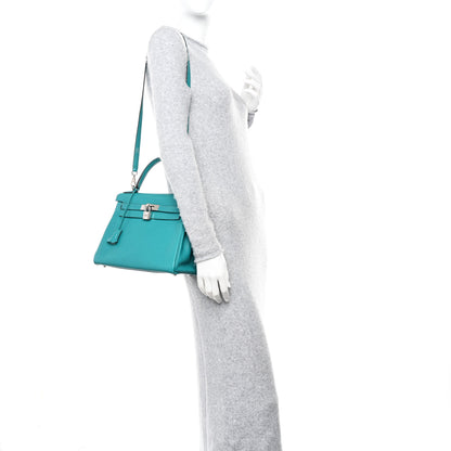 Hermes Taurillon Clemence Kelly Retourne 28 Turquoise 2 of 18
