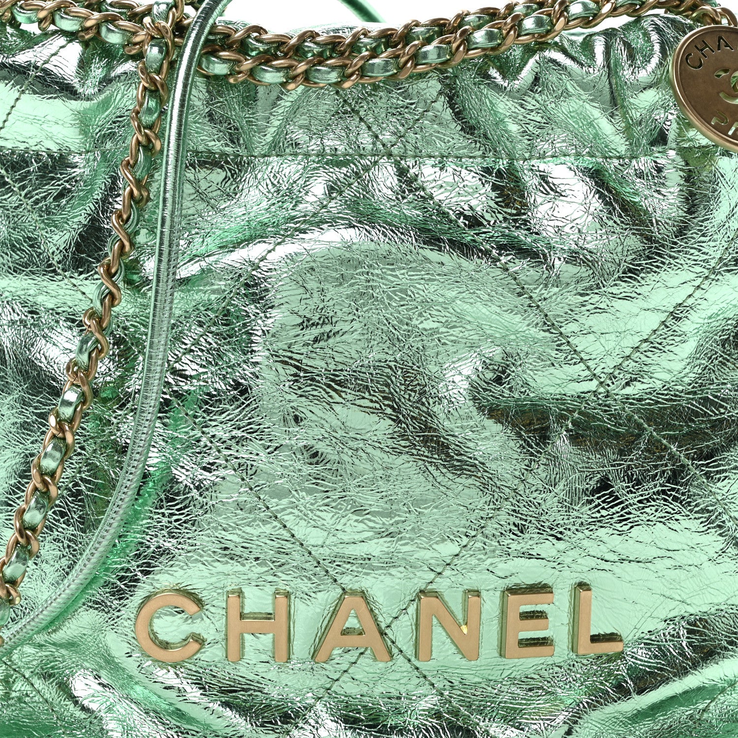 Chanel Metallic Calfskin Quilted Mini Chanel 22 Green 8 of 10