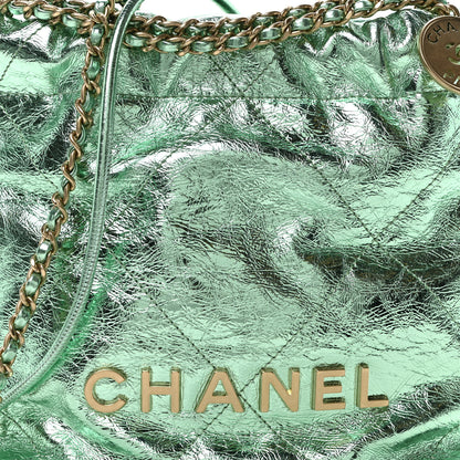 Chanel Metallic Calfskin Quilted Mini Chanel 22 Green 8 of 10