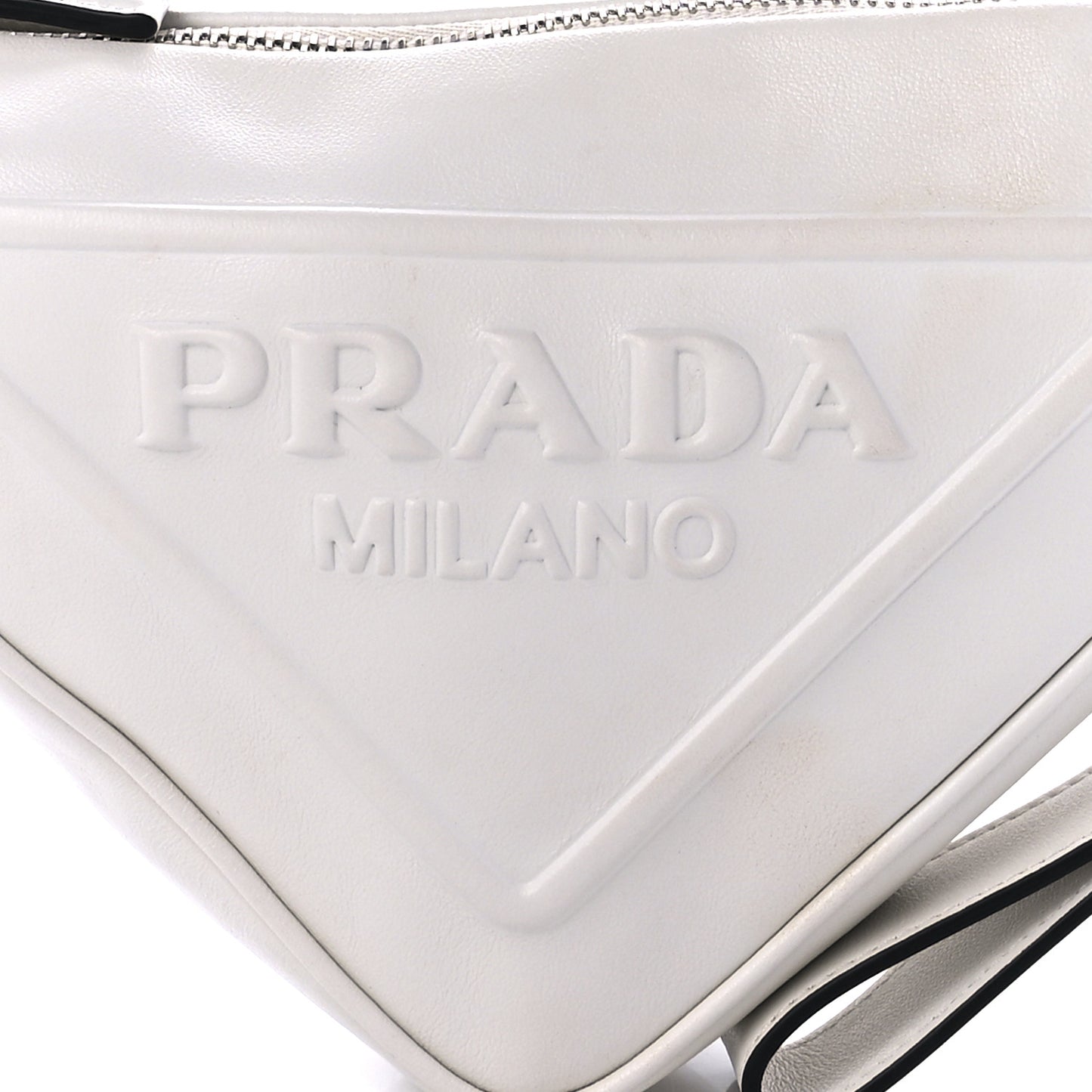 Grace Lux Triangle Logo Embossed Triangle Wristlet Pouch White