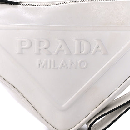 Prada Grace Lux Triangle Logo Embossed Triangle Wristlet Pouch White 8 of 9