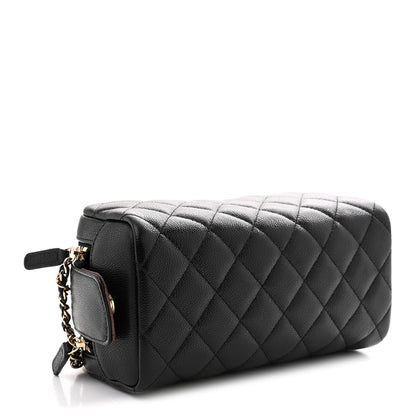 Chanel Caviar Quilted Toiletry Case With Chain Black 4 of 8