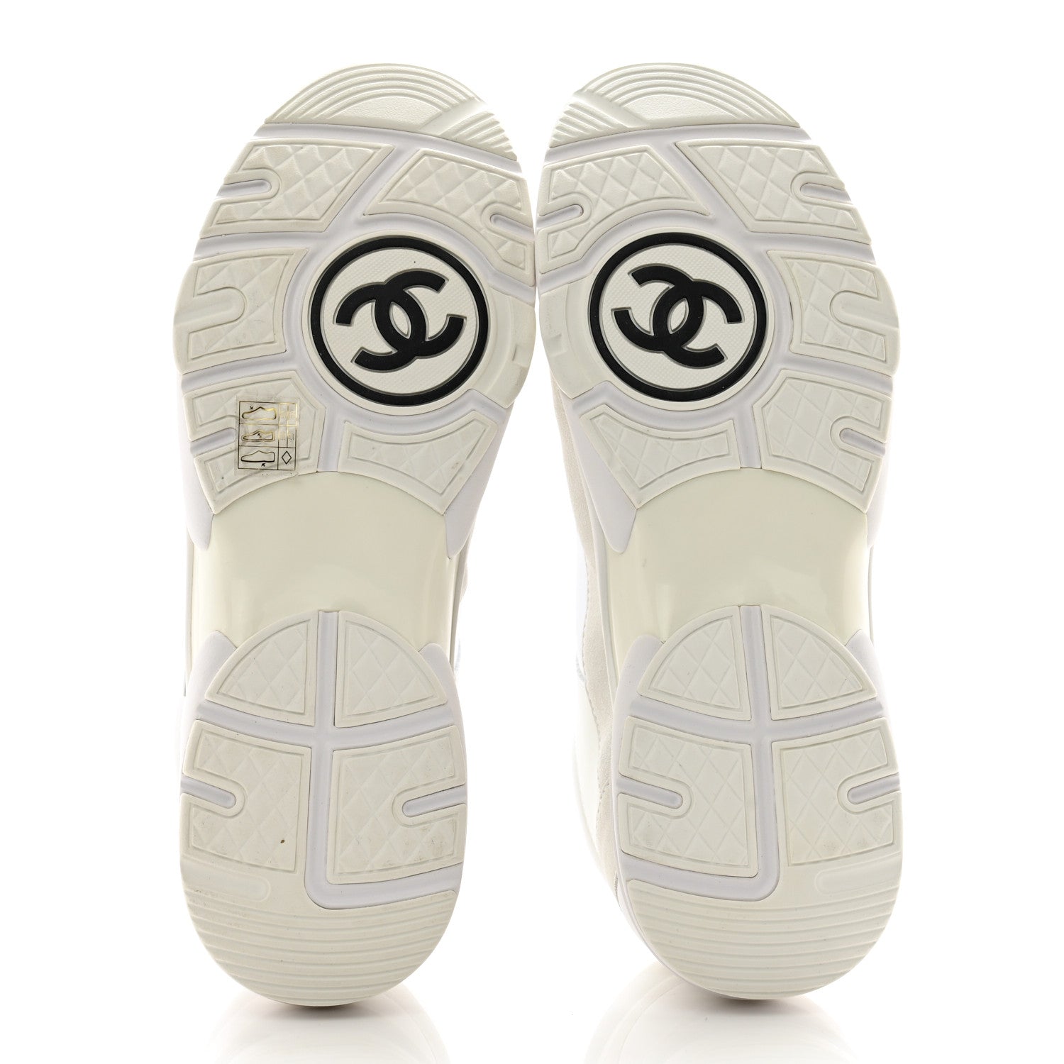 Chanel Suede Calfskin Fabric Mens CC Sneakers 45 White 5 of 10