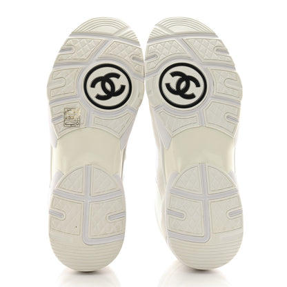 Chanel Suede Calfskin Fabric Mens CC Sneakers 45 White 5 of 10