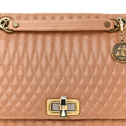 Lanvin Calfskin Matelasse Medium Happy Shoulder Bag Cognac 7 of 16