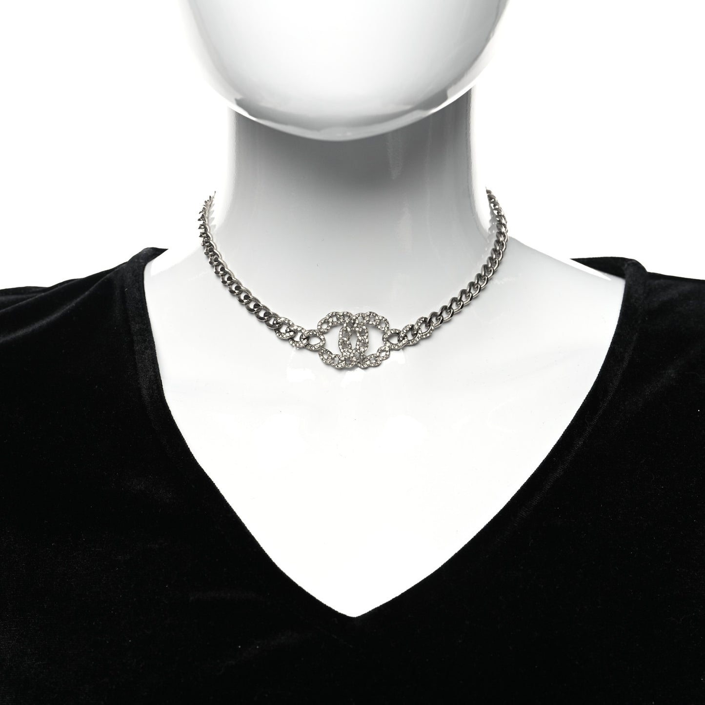 Crystal CC Necklace Silver
